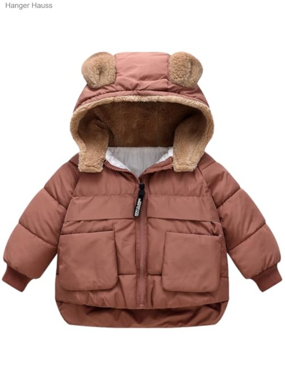 Toddler Winter Puffer Jacket 3D Ear Hooded Fleece Lined Coat